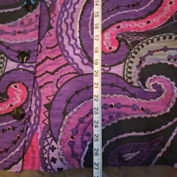 Choices Women Purple Paisley Print Lightweight Button Front Jacket Size 2X - Picture 9 of 9
